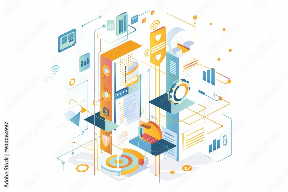 Obraz premium Conceptual Technology Flat Illustration created with Generative AI