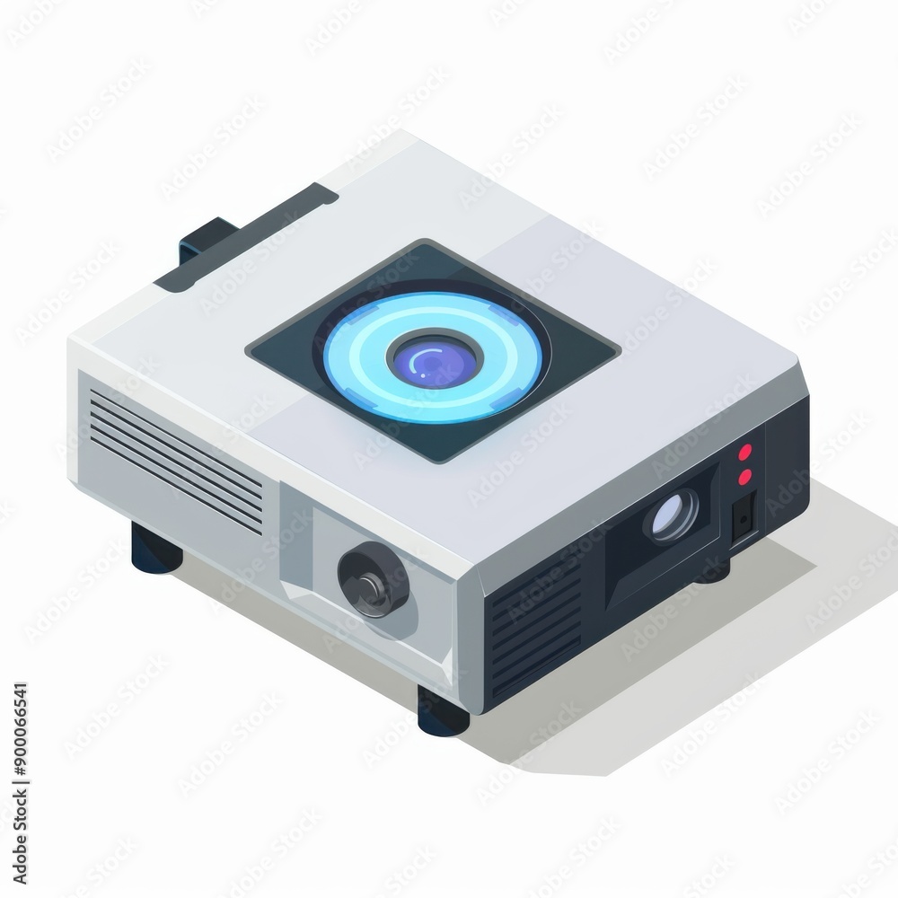 Obraz premium Modern Isometric Design Digital Projector for Classroom Use on White Background