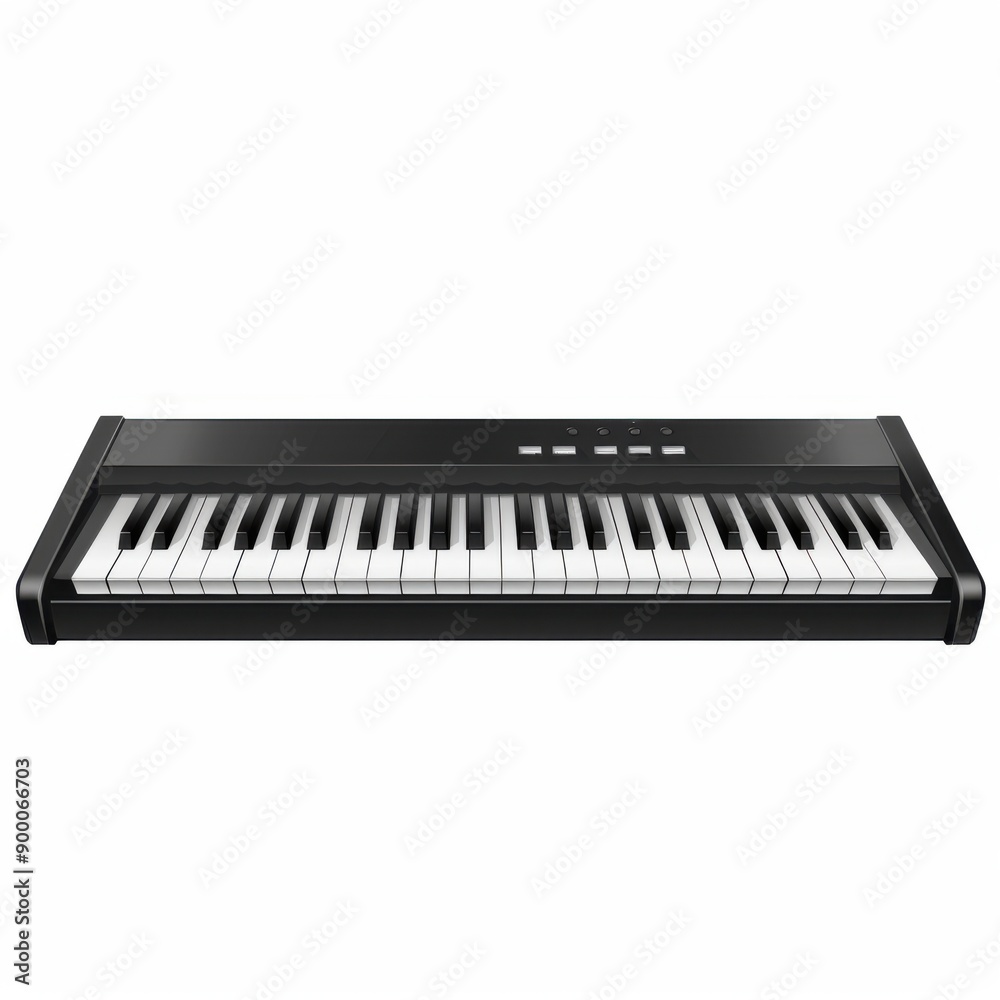 Classical Elegance - Realistic Black and White Piano Keyboard Illustration on White Background Classical Elegance - Realistic Black and White Piano Keyboard Illustration on White Background
