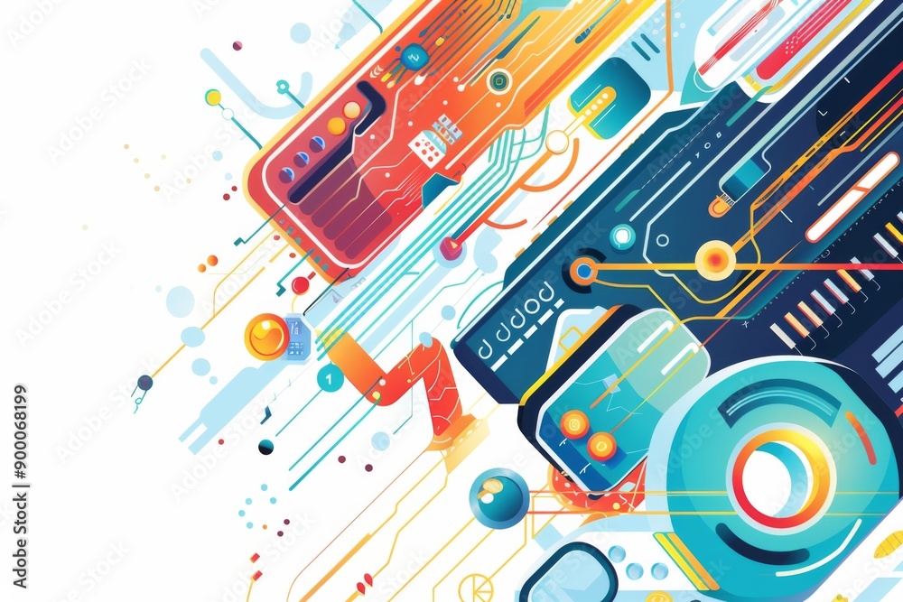 Obraz premium Conceptual Technology Flat Illustration created with Generative AI