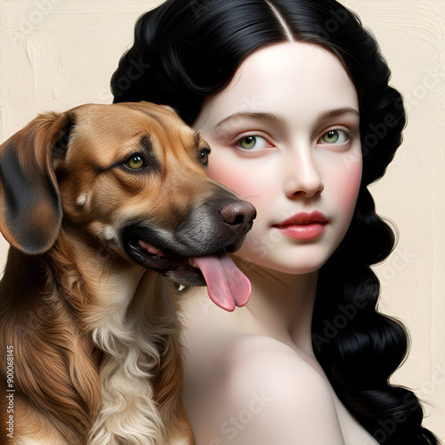 Adog and a girl photo