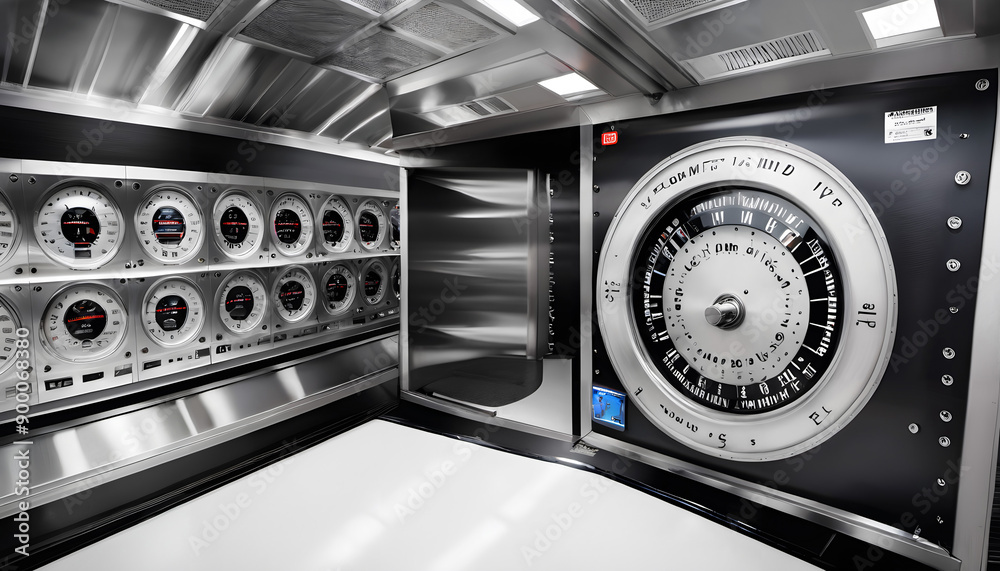 Obraz premium High-Security Vault Interior with Dials and Combination Lock
