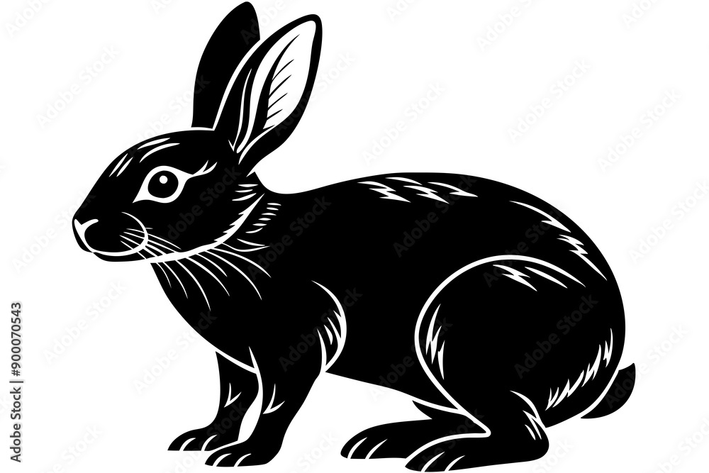 Obraz premium Silhouette of rabbit isolated on white backbround, set of rabbit silhouette, icon, rabbit bunny icon vector bundle