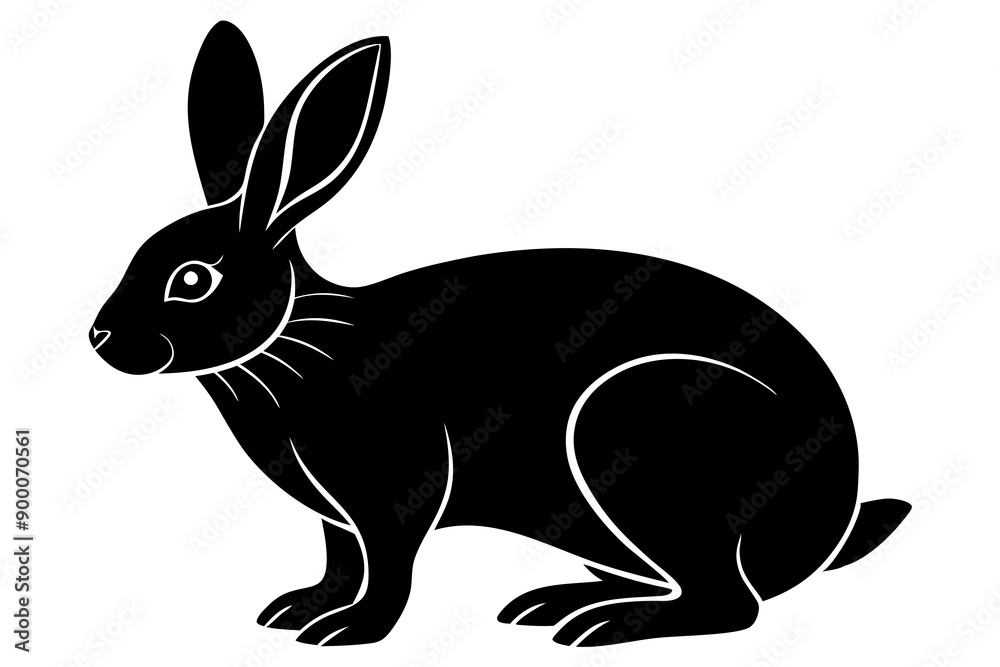 Obraz premium Silhouette of rabbit isolated on white backbround, set of rabbit silhouette, icon, rabbit bunny icon vector bundle