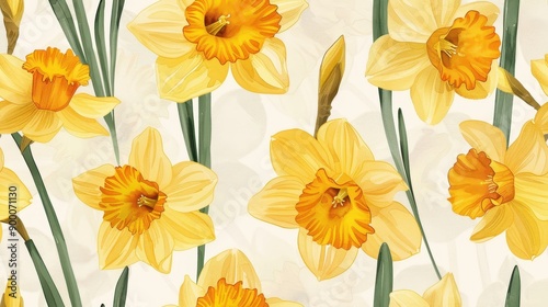 Minimalist daffodil flowers in watercolor style