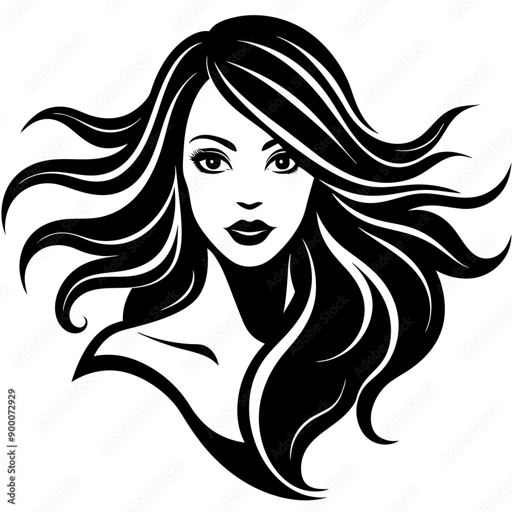 Silhouette of beautiful girl in profile with long hair
Silhouette of beautiful girl in profile with long hair