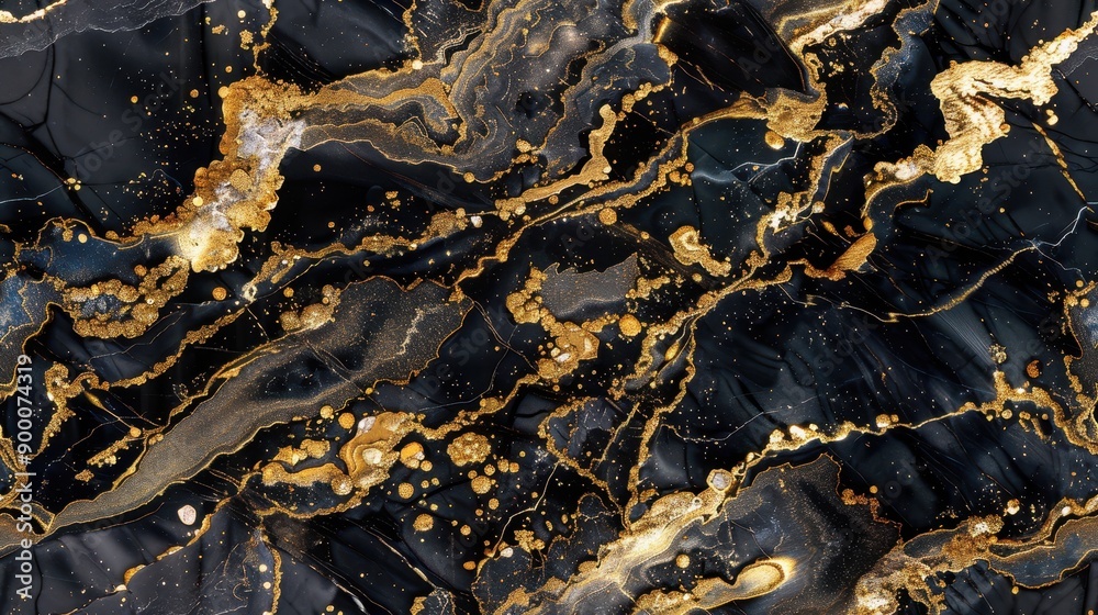 Obraz premium Golden grace, black tourmaline slab