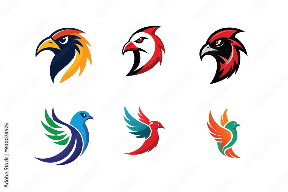 Logo sets of Ababil bird, labeled vector art design illustration. Logo sets of Ababil bird, labeled vector art design illustration.