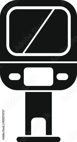 Black glyph icon for a ticket validator machine validating a ticket for public transport