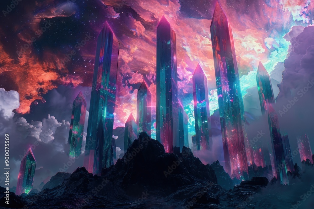 Mystical Crystal Spires Reach Towards the Cosmos Mystical Crystal Spires Reach Towards the Cosmos