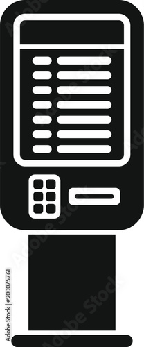 Black glyph icon for self ordering payment terminal kiosk standing on white background