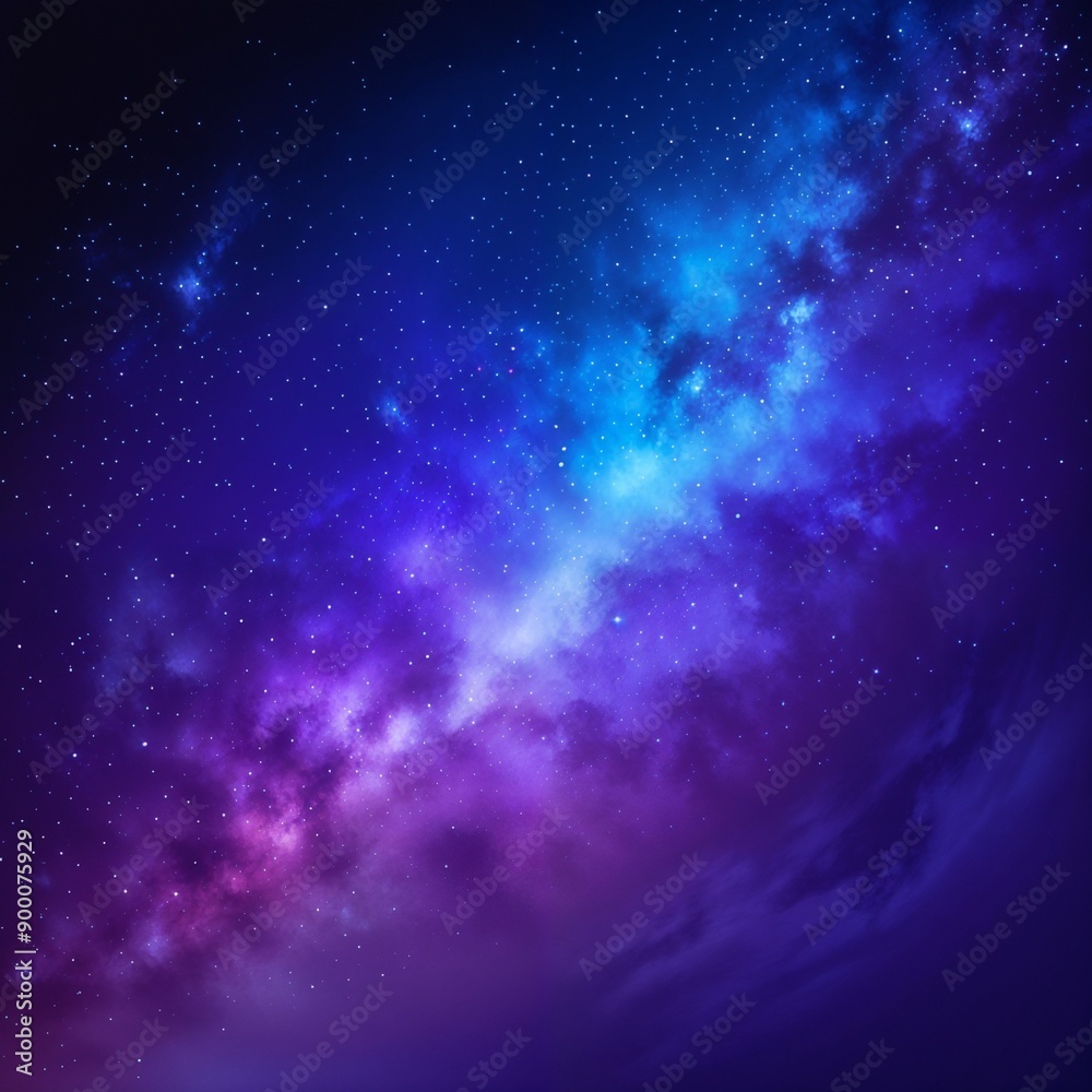 Fototapeta premium An awe-inspiring view of the night sky filled with stars and a glowing purple nebula. Ideal for themes of astronomy, cosmic beauty, and the mysteries of the universe.