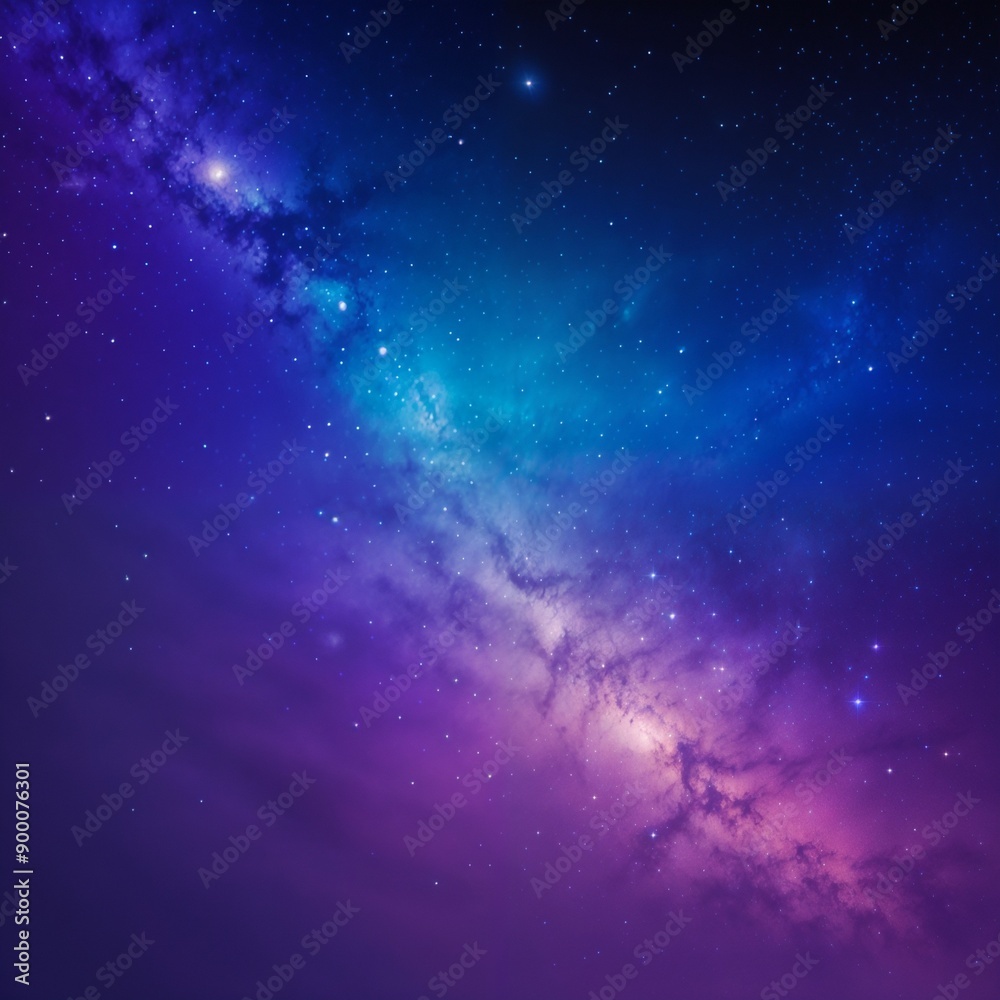 Fototapeta premium An awe-inspiring view of the night sky filled with stars and a glowing purple nebula. Ideal for themes of astronomy, cosmic beauty, and the mysteries of the universe.