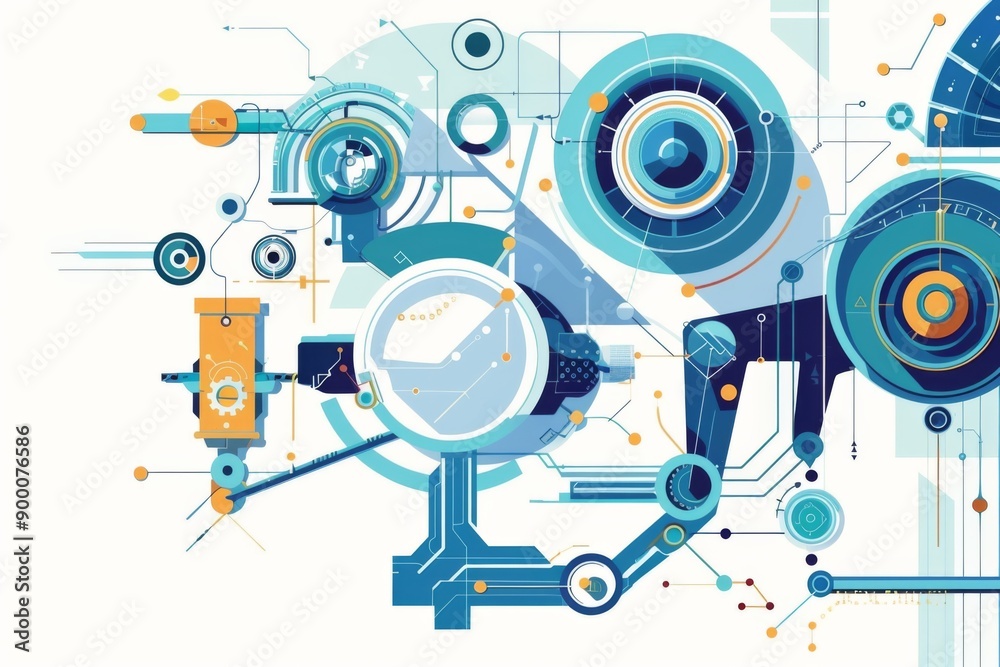 Obraz premium Conceptual Technology Flat Illustration created with Generative AI