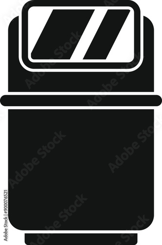 Black silhouette of a modern trash bin with a double lid, promoting cleanliness and waste management
