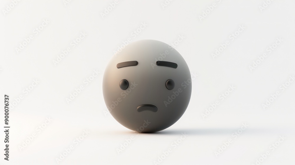 A light grey to dark grey gradient emoji with a neutral expression, looking straight ahead, set against a white backdrop, representing balance and moderation A light grey to dark grey gradient emoji with a neutral expression, looking straight ahead, set against a white backdrop, representing balance and moderation