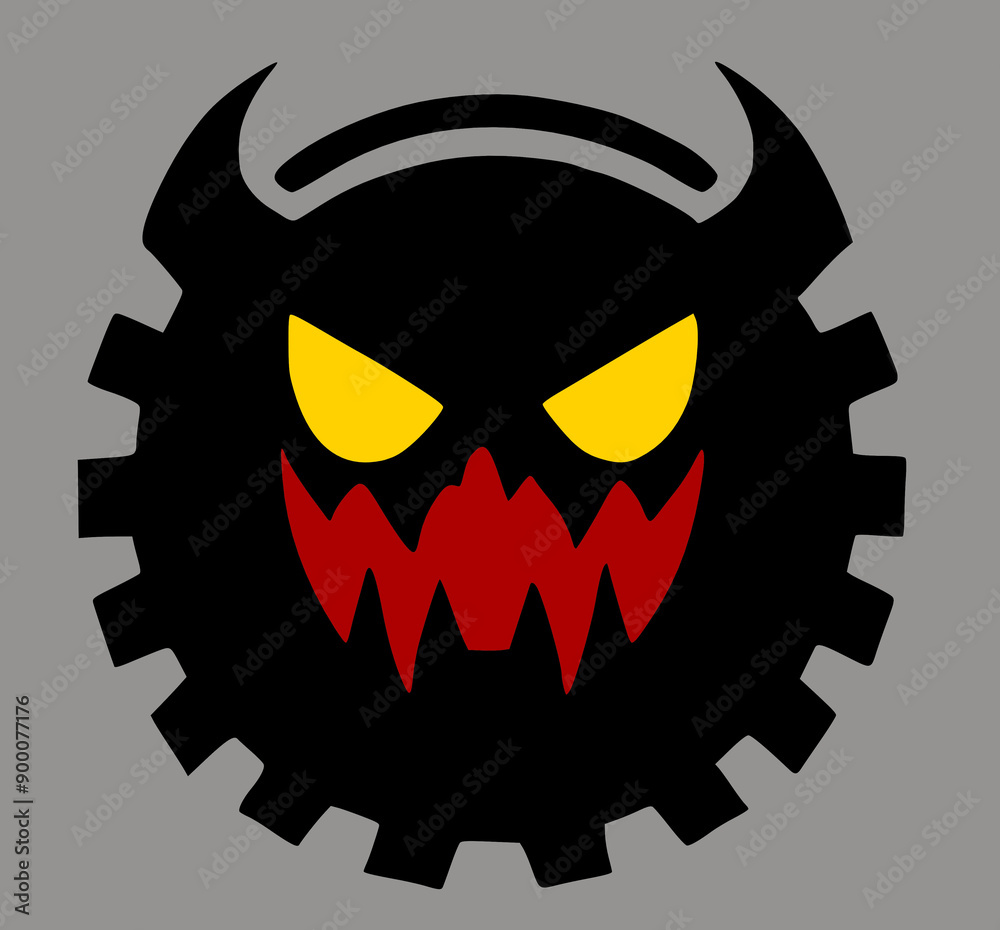 Fototapeta premium halloween icon with scary face, illustration