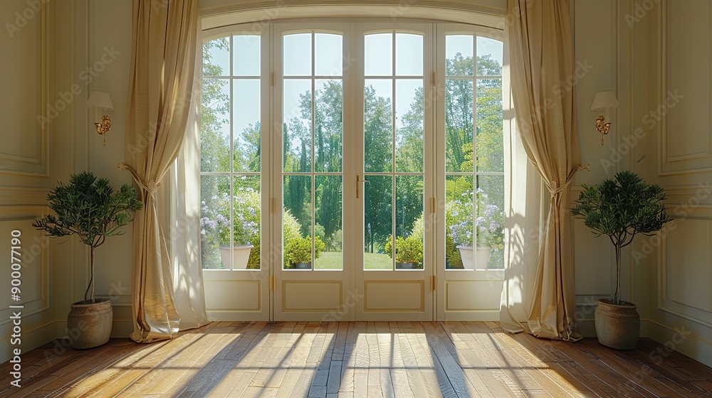 French Doors Opening to a Lush Garden French Doors Opening to a Lush Garden