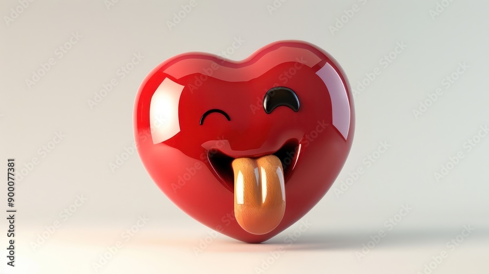 A luxury 3D heart emoji with a mischievous wink and a playful tongue sticking out, set against a clean white backdrop, embodying fun and flirtation A luxury 3D heart emoji with a mischievous wink and a playful tongue sticking out, set against a clean white backdrop, embodying fun and flirtation