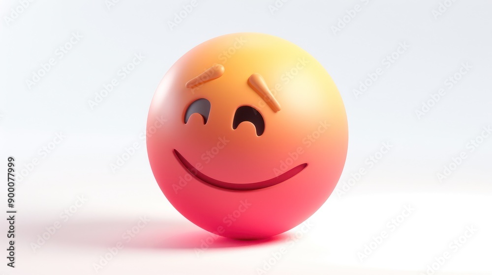 A magenta to peach gradient emoji with a sly grin, looking off to the side, isolated on a white background, portraying cunning and mischief A magenta to peach gradient emoji with a sly grin, looking off to the side, isolated on a white background, portraying cunning and mischief