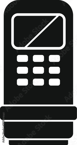 Black and white icon of a taxi meter showing the price of a ride