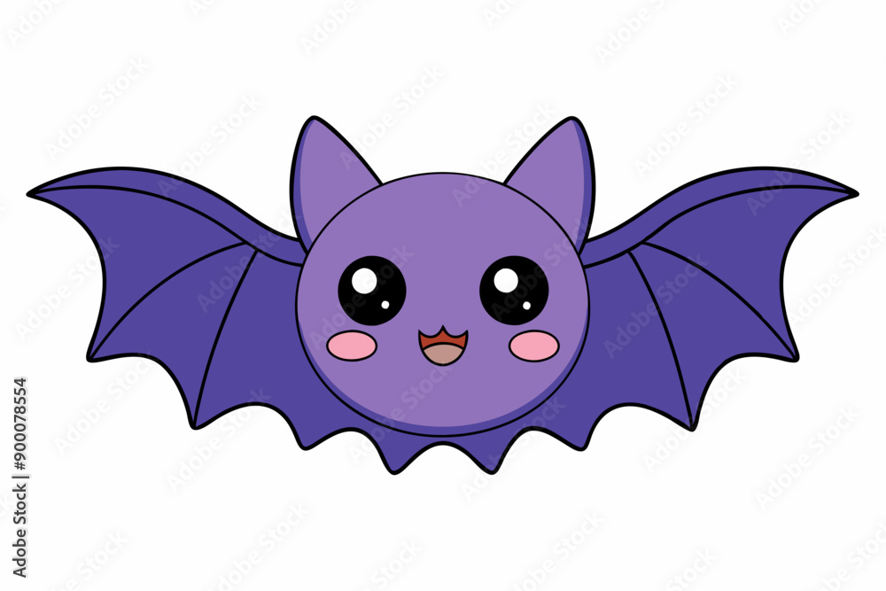 Kawaii bat cartoon vector art illustration on a white background Kawaii bat cartoon vector art illustration on a white background
