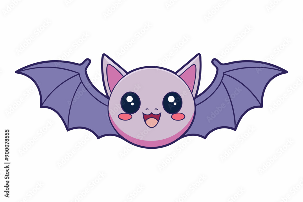Kawaii bat cartoon vector art illustration on a white background