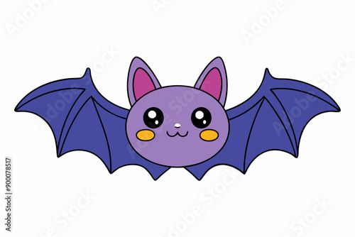 Kawaii bat cartoon vector art illustration on a white background
