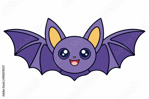 Kawaii bat cartoon vector art illustration on a white background