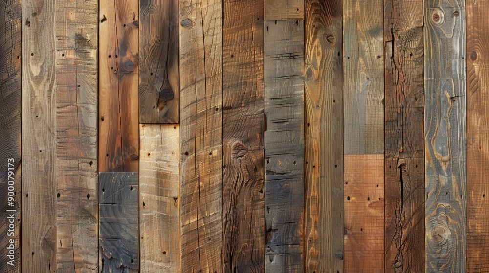 Textured Wood : Reclaimed wood planks with visible grain and knots Textured Wood : Reclaimed wood planks with visible grain and knots