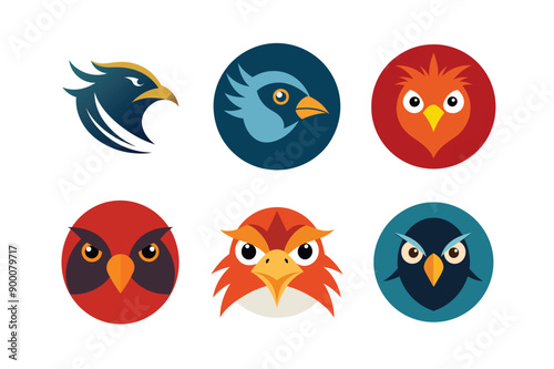 Logo sets of Ababil bird, labeled flat art vector illustration.