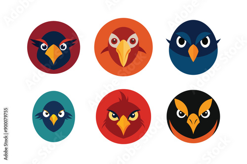 Logo sets of Ababil bird, labeled flat art vector illustration.
