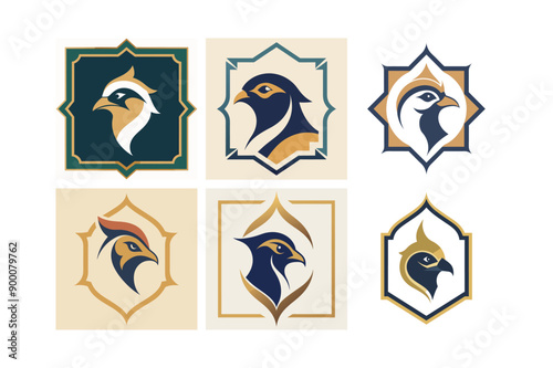 Logo sets of Ababil bird, labeled flat art vector illustration.