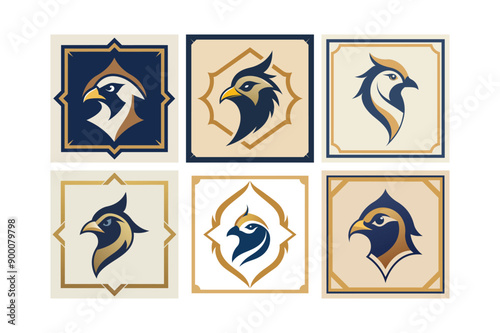 Logo sets of Ababil bird, labeled flat art vector illustration.