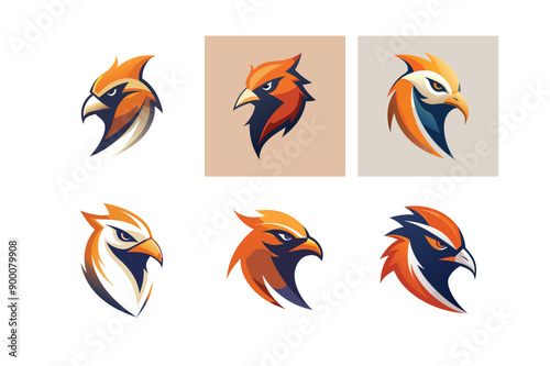 Logo sets of Ababil bird, labeled flat art vector illustration.