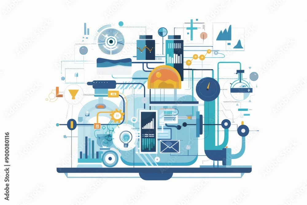 Conceptual Technology Flat Illustration created with Generative AI Conceptual Technology Flat Illustration created with Generative AI