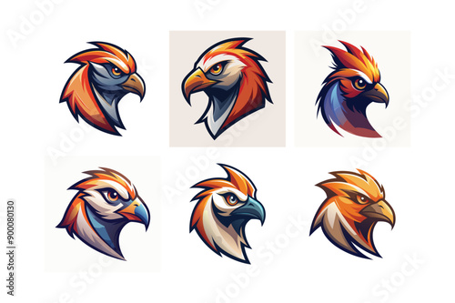 Logo sets of Ababil bird, labeled flat art vector illustration.