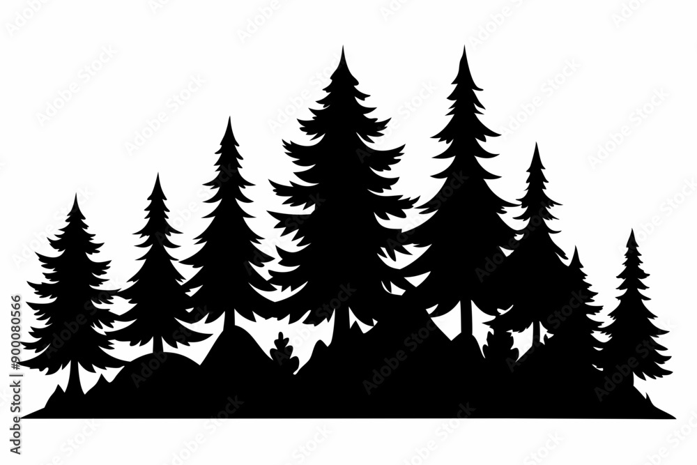 pine tree forest silhouette, Fir trees silhouette, black evergreen woods vector illustration, pine wood
pine tree forest silhouette, Fir trees silhouette, black evergreen woods vector illustration, pine wood