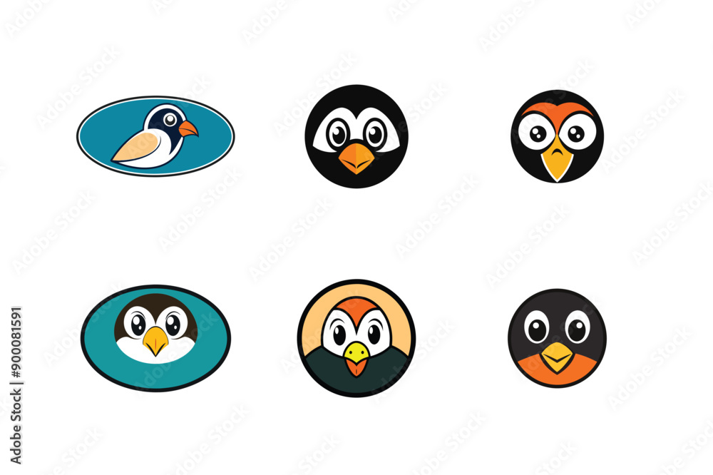 Logo sets of Ababil bird, labeled cartoon vector illustration. Logo sets of Ababil bird, labeled cartoon vector illustration.