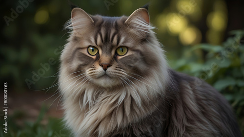 Portrait of a british longhair cat looking straight forward
