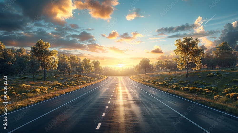 Naklejka premium highway road background,for car rendering, heroshot,sideview 