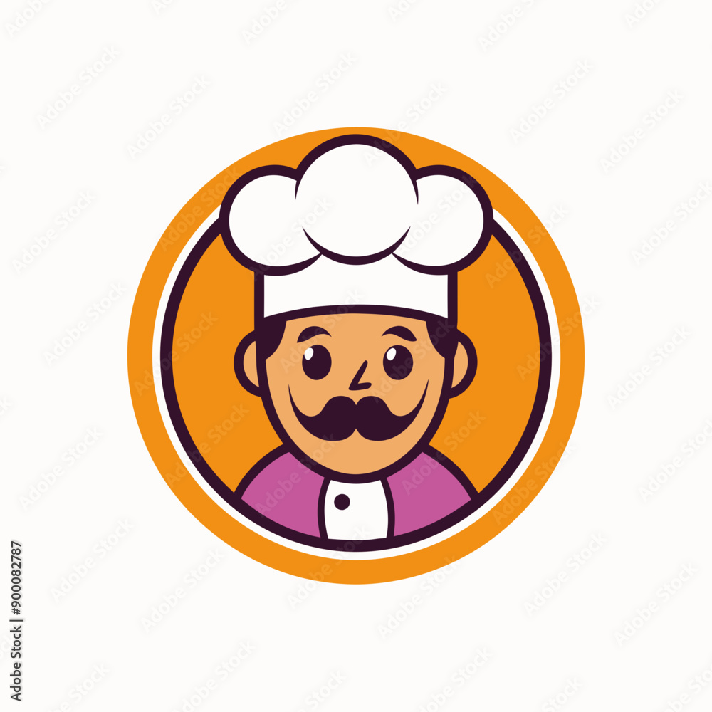 Cartoon Chef Man Icon Logo Design Vector Art Illustration