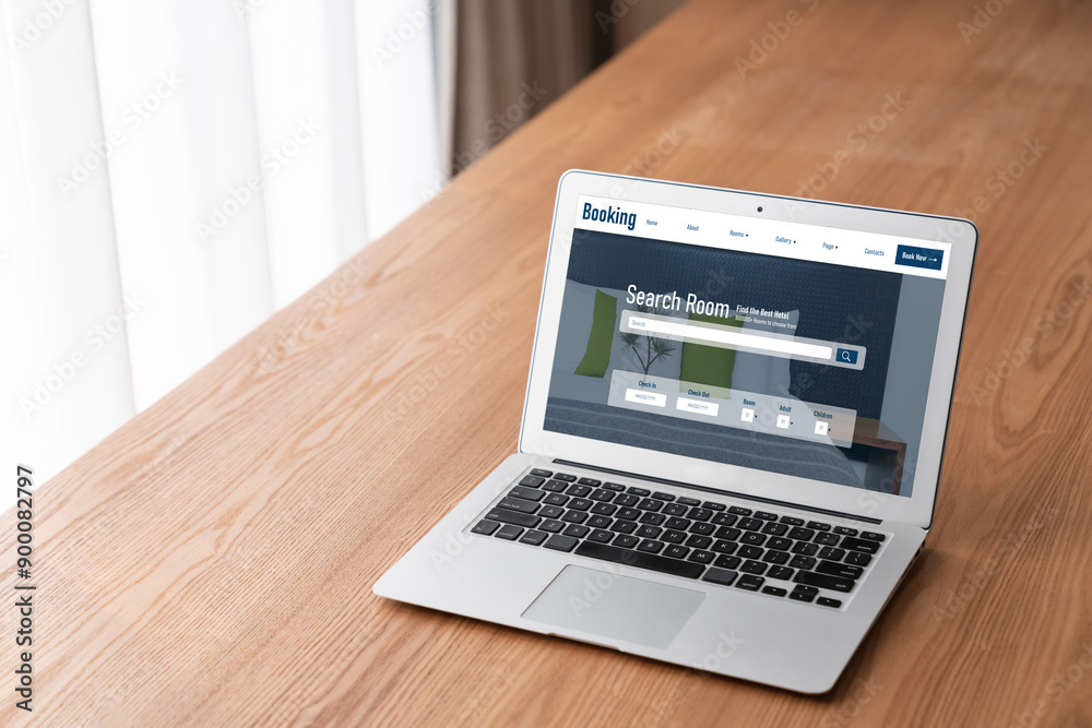 Online hotel accommodation booking website provide modish reservation system . Travel technology concept . Online hotel accommodation booking website provide modish reservation system . Travel technology concept .