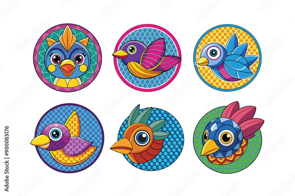 Logo sets of Ababil bird, labeled vector kawaii illustration. Logo sets of Ababil bird, labeled vector kawaii illustration.