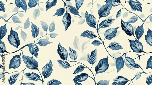 A hand drawn vintage pattern of leaves and branches