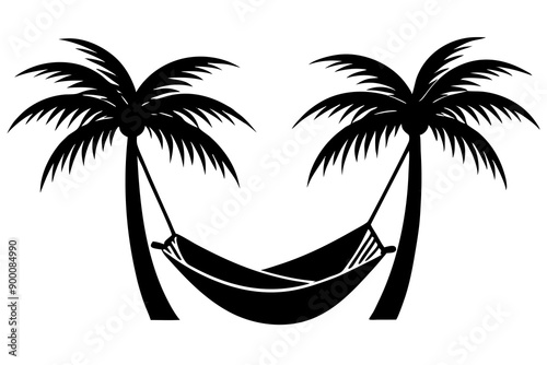 Silhouette of hammock palm tree silhouette vector illustration
