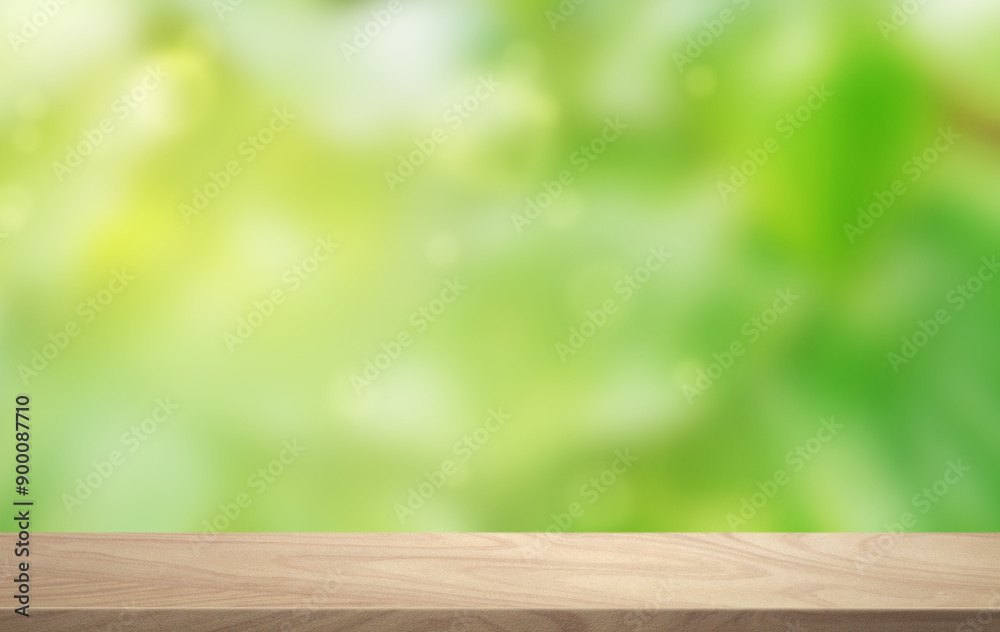 Empty wooden table in the backyard blurred background. Empty wooden table in the backyard blurred background.