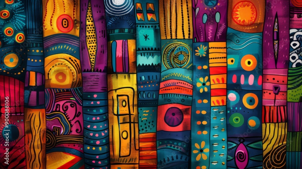Fototapeta premium Abstract Ethnic Patterns with Bold and Rich Colors
