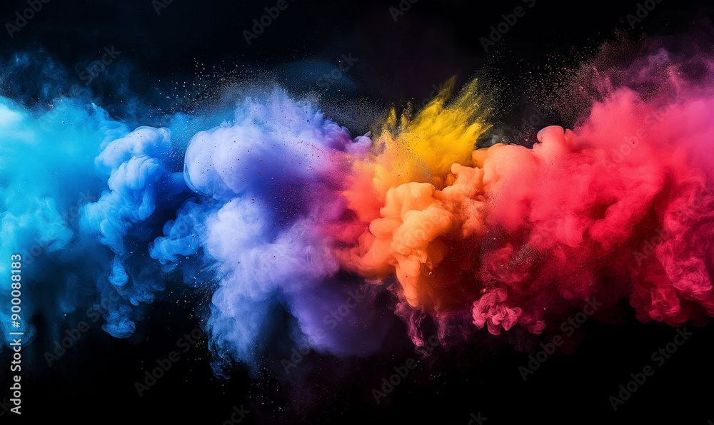 Spectacular Display of Multicolored Powder Dust in Mid-Air Motion Spectacular Display of Multicolored Powder Dust in Mid-Air Motion