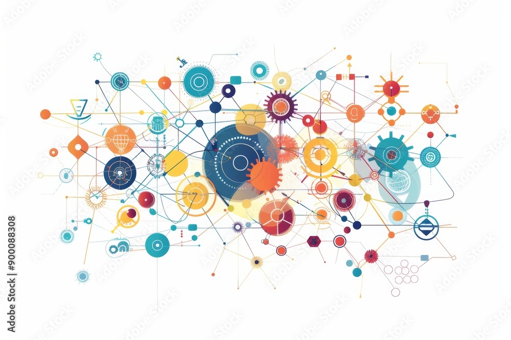 Conceptual Technology Flat Illustration created with Generative AI Conceptual Technology Flat Illustration created with Generative AI